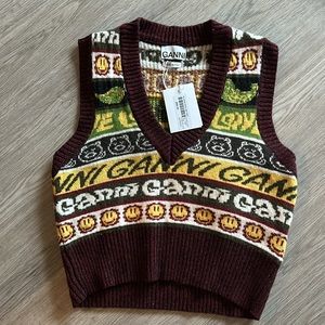 Wool Ganni sleeveless v-neck sweater NWOT
